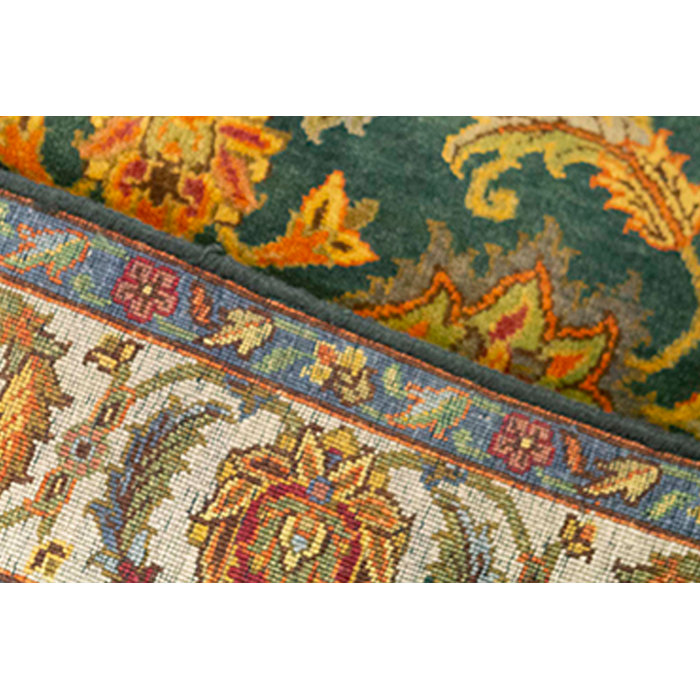 Bokara Rug Co., Inc. HandKnotted HighQuality Green and Cream Area Rug